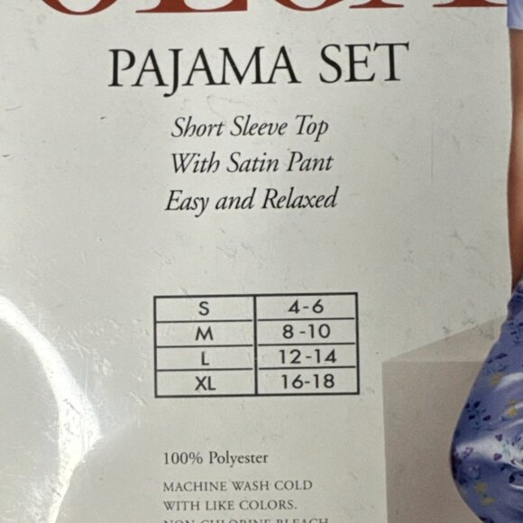 Olga Pajama Set Womens Medium Green Solid Short Sleeve Shirt Striped Satin Pants - Picture 4 of 6